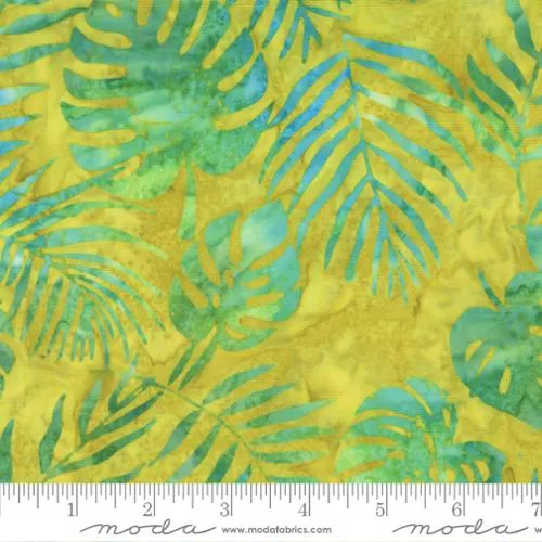 Beachy Batiks Sunshine Palm Leaves Yellow Moda Cotton Fabric